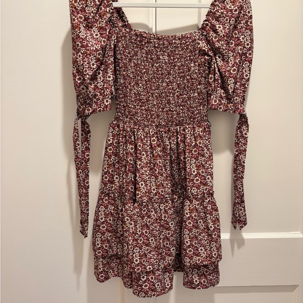 Leyden Burgundy Floral Long Sleeve Dress